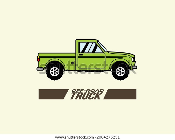 Vintage off road Truck logo icon sign\
cartoon vector\
illustration