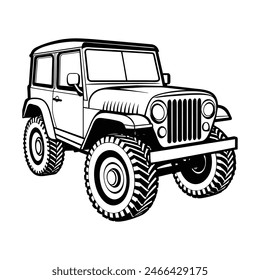 vintage off roading jeep, this is a editable file.