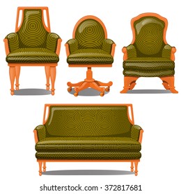 Vintage office furniture. Vector.