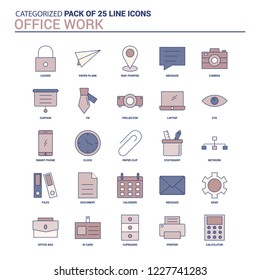 Vintage Office work Icon set - 25 Flat Line icon set