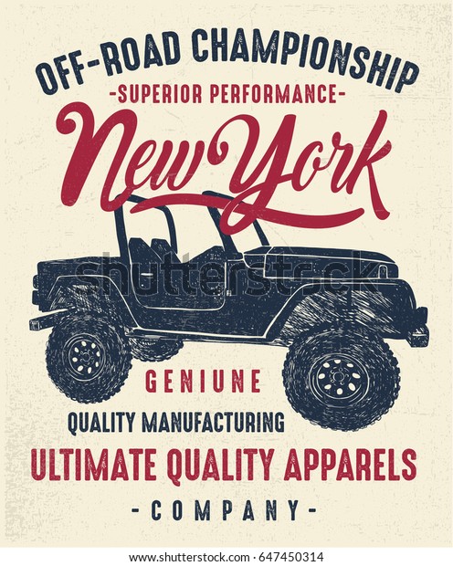vintage off-roard truck sketch with
typography, vector,
illustration