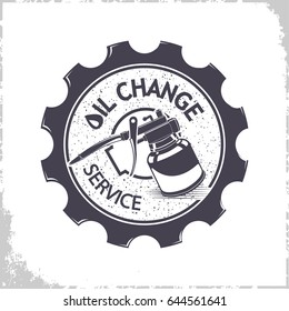 Vintage Oil Change Services Logo Design, Monochrome Style, Vector