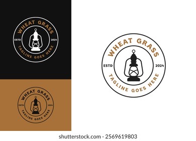 Vintage oil lamp logo design vector illustration