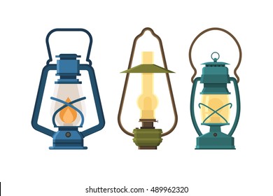 Premium Vector  Cartoon oil lanterns camping lantern or old kerosene gas  lamp with holder for garden romantic night light camp travelling retro  lighting game icon vector illustration of equipment lamp and lantern