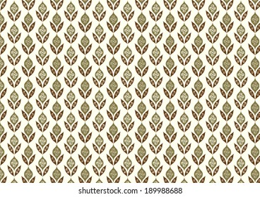 Vintage and old age blossom and leaves pattern on pastel background. 