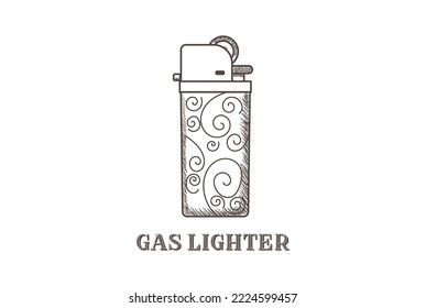 Vintage Old Ancient Classic Gas Lighter with Ornament Logo Design