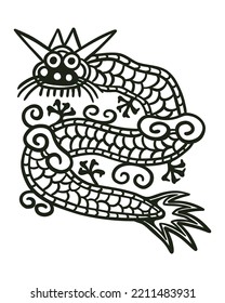 Vintage old asian dragon illustration
