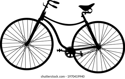 Vintage old bike Silhouette isolated on white background