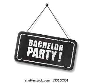 Vintage old black sign with Bachelor party text, Vector Illustration