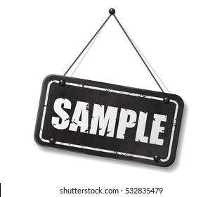 Vintage old black sign with Sample text, Vector Illustration