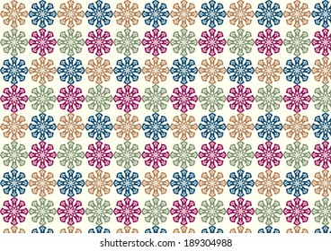 Vintage or old blossom and leaves pattern on light yellow background. Classic bloom seamless pattern style for design