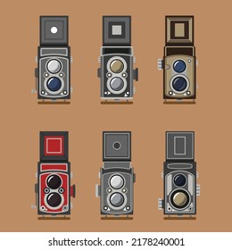 Vintage old camera antiga vector illustration in different model