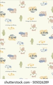 Vintage and old car pattern soft vintage color style. Vector illustration