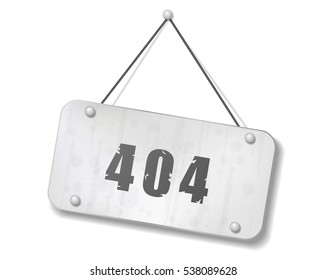 Vintage old chrome sign with 404 text, Vector Illustration