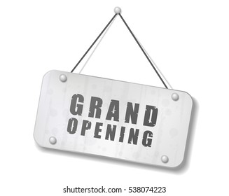 Vintage old chrome sign with Grand Opening text, Vector Illustration