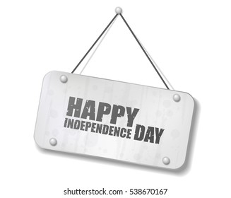 Vintage old chrome sign with Happy Independence Day text, Vector Illustration