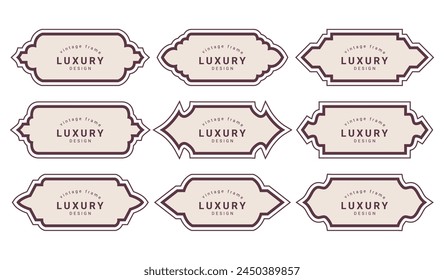  vintage old classic arabic islamic banner text box title frame border labels set with ornamental illustration 
