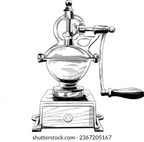 vintage old coffee grinder illustration