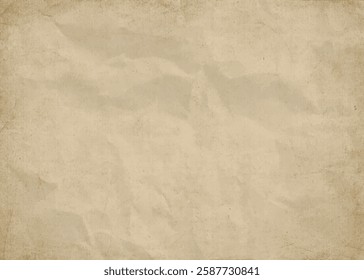 Vintage old crumpled paper background texture. Antique worn parchment sheet