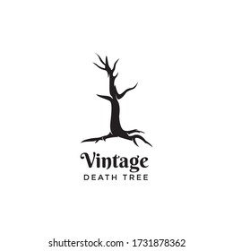 vintage old death tree logo design vector