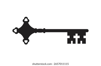 Vintage old door key vector icon illustration