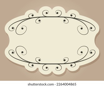Vintage old frame or label with elegant swirls ornament. Vector isolated banner or template.