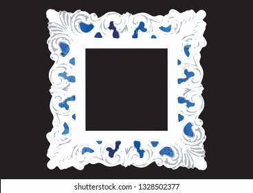 vintage old frame in shabby chic style, vector isolates on black background 