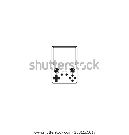 Vintage old gadget game console flat design with white screen isolated on white background.