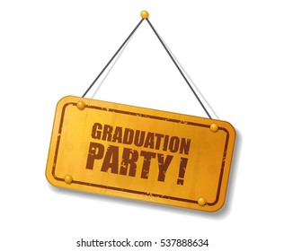 Vintage old gold sign with Graduation party text, Vector Illustration