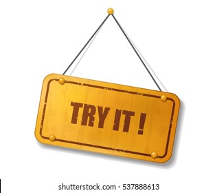 Vintage old gold sign with Try it text, Vector Illustration