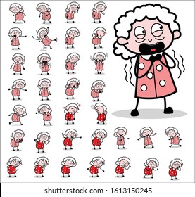 Vintage Old Granny Character Concepts - Different Vector illustrations