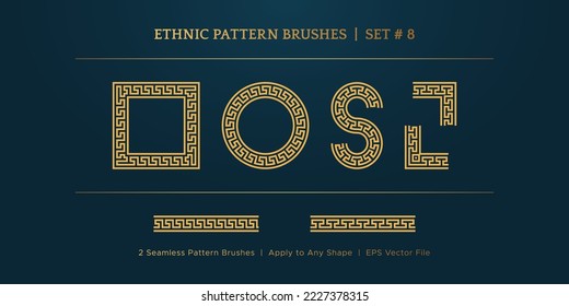 Vintage Old Greek Geometric Pattern Borders Frames, Traditional Ethnic Vector Certificate Border Frame Collection