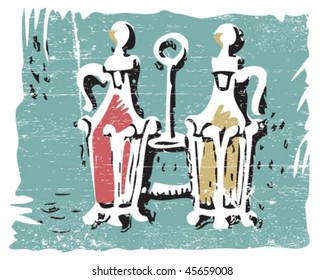 Vintage Old Ketchup and Mustard Illustration