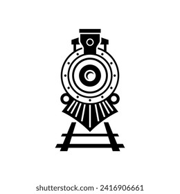 Vintage Old Locomotive Engine icon or logo Design Vector