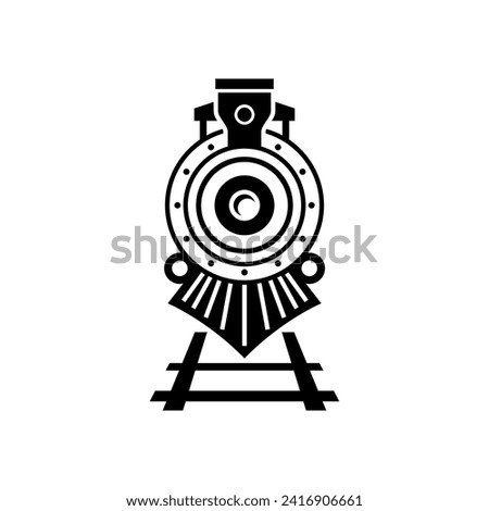 Vintage Old Locomotive Engine icon or logo Design Vector