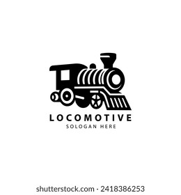 Vintage Old Locomotive Engine Logo Design Vector Illustration