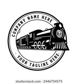 Vector de diseño de etiqueta de emblema de máquina de tren de vapor de locomotora vieja de Antiguas