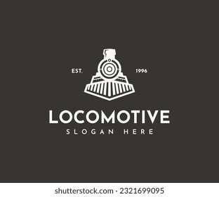 Vintage old locomotive train logo design template.