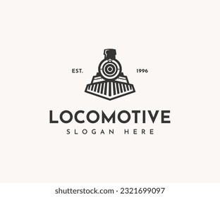 Vintage old locomotive train logo design template.