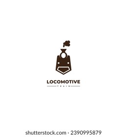 Vintage Old Locomotive Train Machine Logo Design Vector