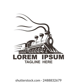 Vintage Old Locomotive Train Machine Logo Design Vector, this logo for historical museum, collector, historical club, travel, journal, tourism and brand company