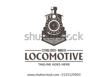 Vintage Old Locomotive Train Machine Logo Design Vector