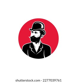 The vintage old man icon design template. Oldman icon symbol logotype. A vintage oldman vector line art silhouette.