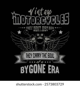 Vintage Old Motorcycle Graphic T-Shirt Design in 90s Style with Retro Classic Bike Illustration