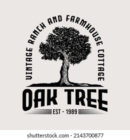 Vintage Old oak strong tree 