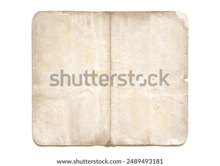 Vintage old open ripped book or notebook, wrinkled antique torn empty pages