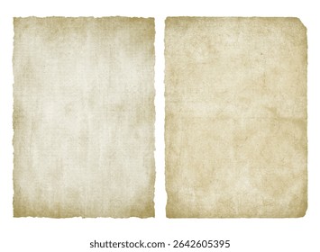 Papel velho vintage com superfícies envelhecidas e texturizadas e bordas irregulares rasgadas. Fundo antigo histórico de folhas de pergaminho usadas	