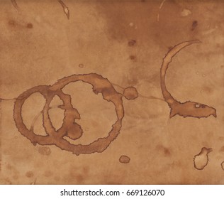 Vintage old paper texture background, scrapbooking craft page as vector illustration, parchment with coffee cup stains.