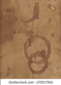 Vintage old paper texture background, scrapbooking craft page as vector illustration, parchment with coffee cup stains.