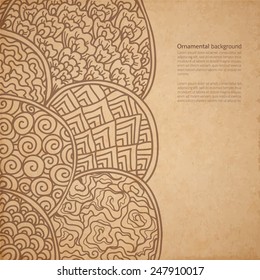 Vintage old paper texture with vector traditional japanese ornament, asian style hand drawn decorative background